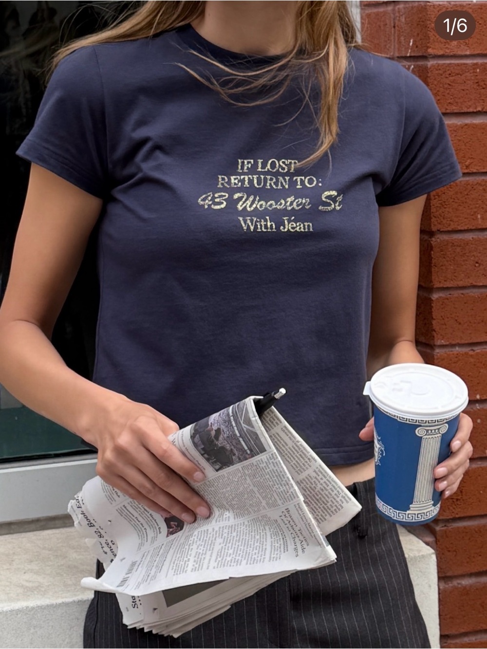 Navy Graphic Crop Tee - Picture 2 of 2